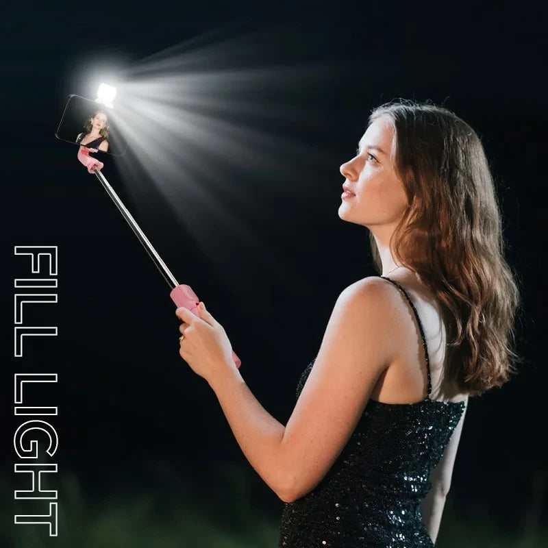 Telescopic Selfie Stick with Fill Light